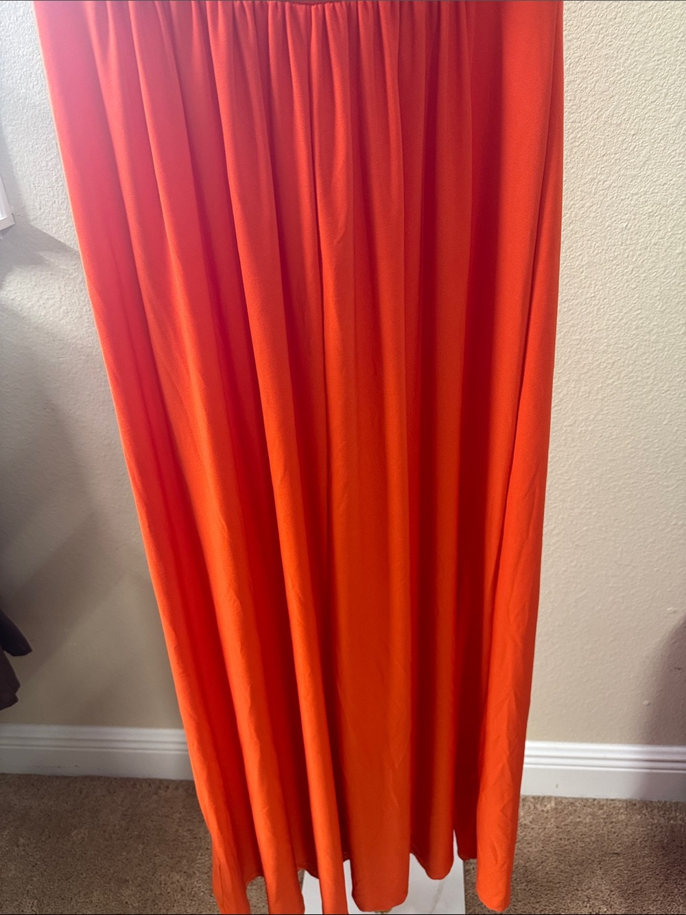 Sleeveless Orange Maxi Dress with Embellished Neckline - Picture 5 of 5